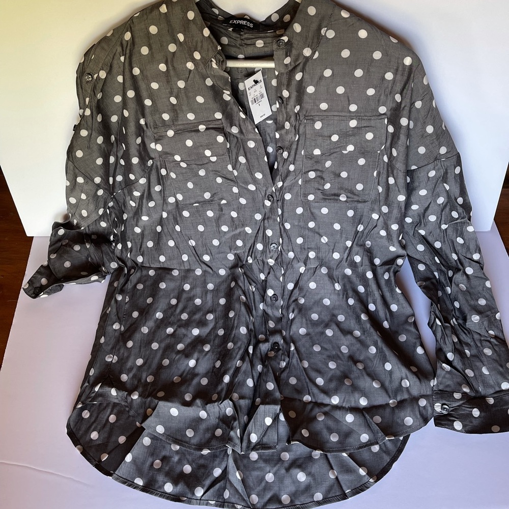 Express Gray/white polka dot Sz Small